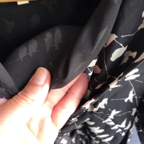 Pink Martini Dress - Medium, Black w/ White Birds, Midi-length, Short sleeves - Picture 7 of 7
